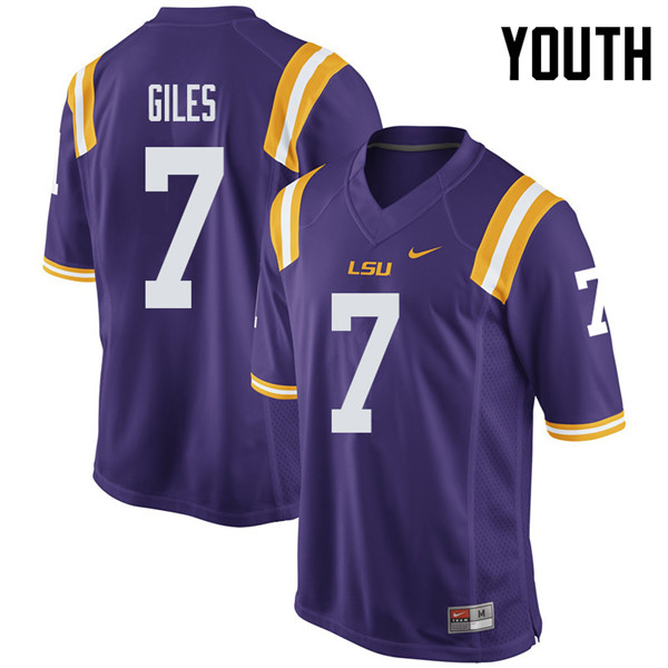 Youth #7 Jonathan Giles LSU Tigers College Football Jerseys Sale-Purple